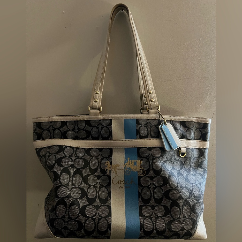 Coach Signature Tote Bag - Black and Blue